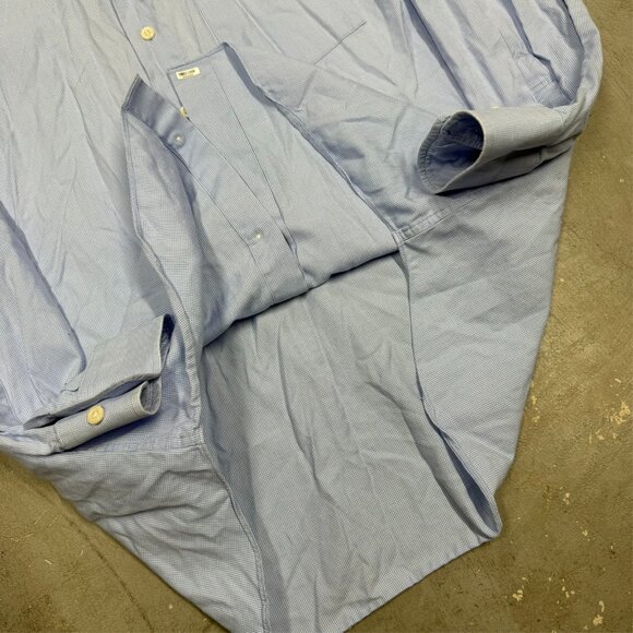 Harry Rosen Dress Shirt Textured Long Sleeve Button Up Blue Cotton 15 1/2 Medium - Picture 7 of 8